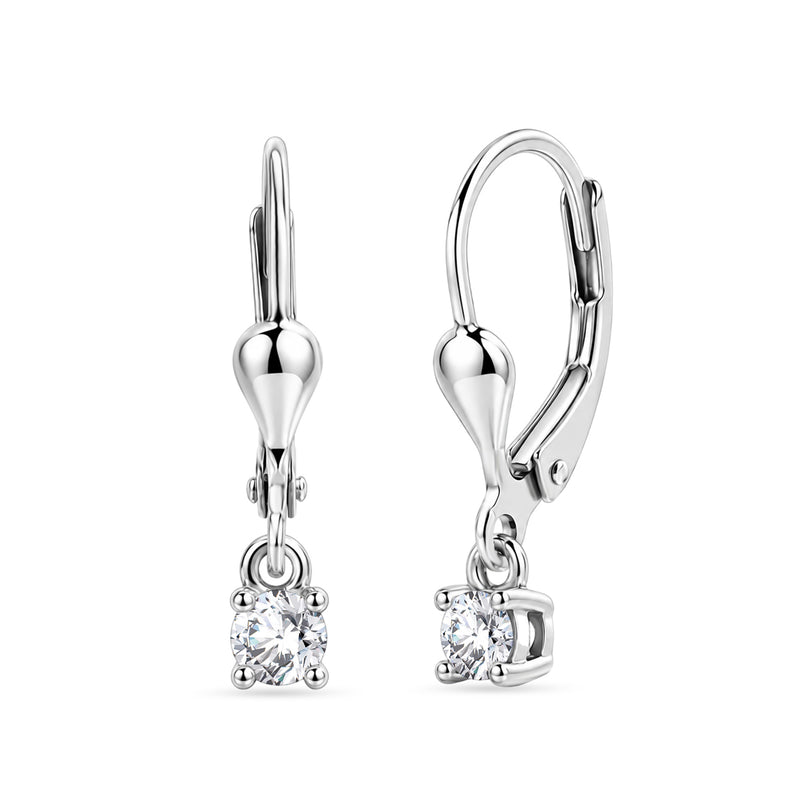 Luxuriant - Lab Grown Diamond (SI/G-H) Solitaire Lever Back Earring in Rhodium Overlay Sterling Silver 0.25 Ct._8590270