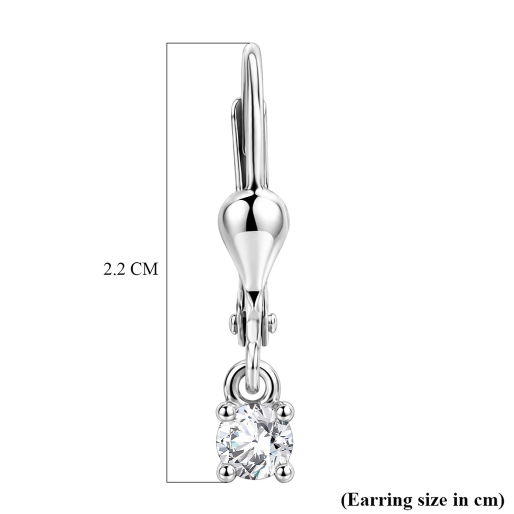 Luxuriant - Lab Grown Diamond (SI/G-H) Solitaire Lever Back Earring in Rhodium Overlay Sterling Silver 0.25 Ct._8590270_8