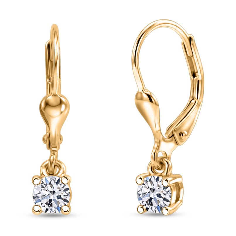 Luxuriant - Lab Grown Diamond (SI/G-H) Solitaire Lever Back Earring in 18K Vermeil Yellow Gold Plated Sterling Silver 0.50 Ct._8590271