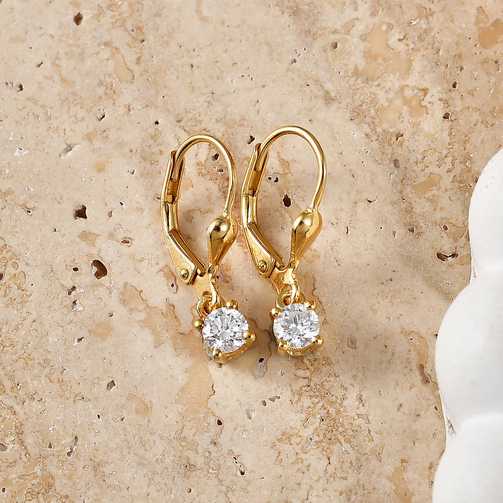 Luxuriant - Lab Grown Diamond (SI/G-H) Solitaire Lever Back Earring in 18K Vermeil Yellow Gold Plated Sterling Silver 0.50 Ct._8590271_2