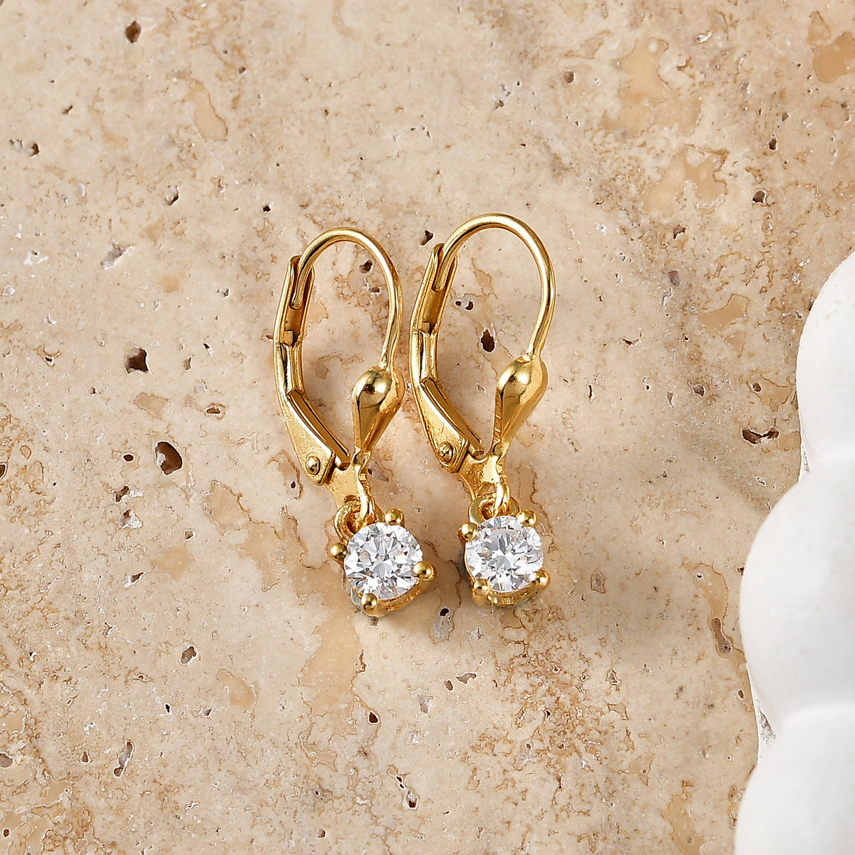 Luxuriant - Lab Grown Diamond (SI/G-H) Solitaire Lever Back Earring in 18K Vermeil Yellow Gold Plated Sterling Silver 0.50 Ct. 8590271 3