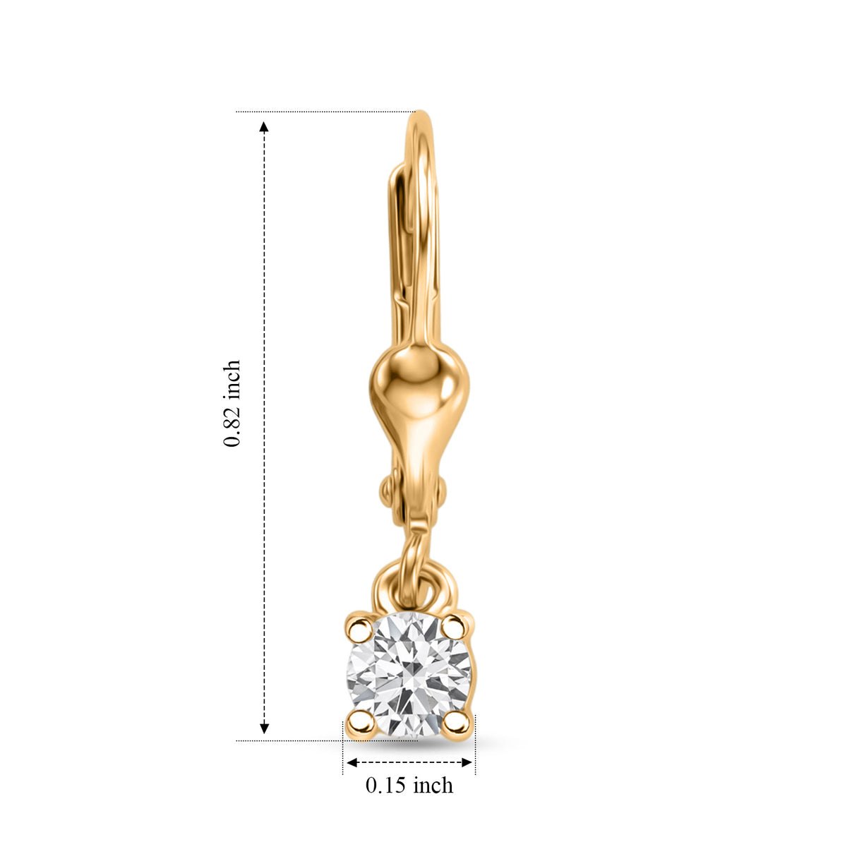 Luxuriant - Lab Grown Diamond (SI/G-H) Solitaire Lever Back Earring in 18K Vermeil Yellow Gold Plated Sterling Silver 0.50 Ct. 8590271 5