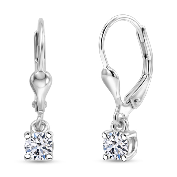 Luxuriant - Lab Grown Diamond (SI-G-H) Solitaire Lever Back Earring in Rhodium Overlay Sterling Silver 0.50 Ct. 8590272 1