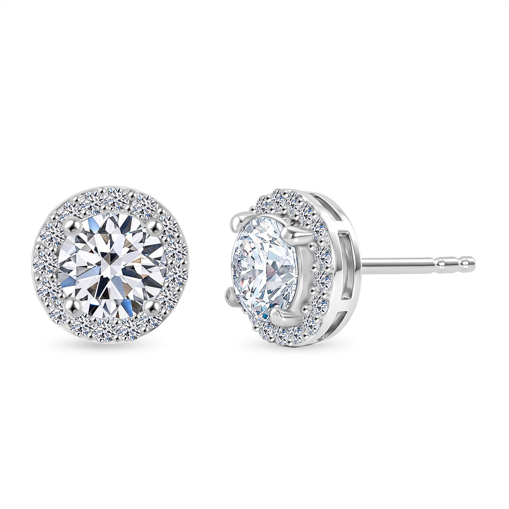 Luxuriant - Lab Grown Diamond (SI/G-H) Solitaire Stud Earring with Push Post in Rhodium Overlay Sterling Silver 2.00 Ct._8590274