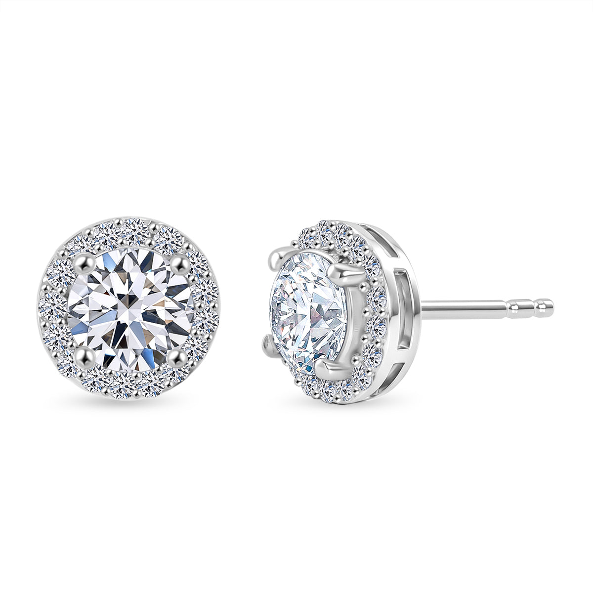 Luxuriant - Lab Grown Diamond (SI/G-H) Solitaire Stud Earring with Push Post in Rhodium Overlay Sterling Silver 2.00 Ct. 8590274 0