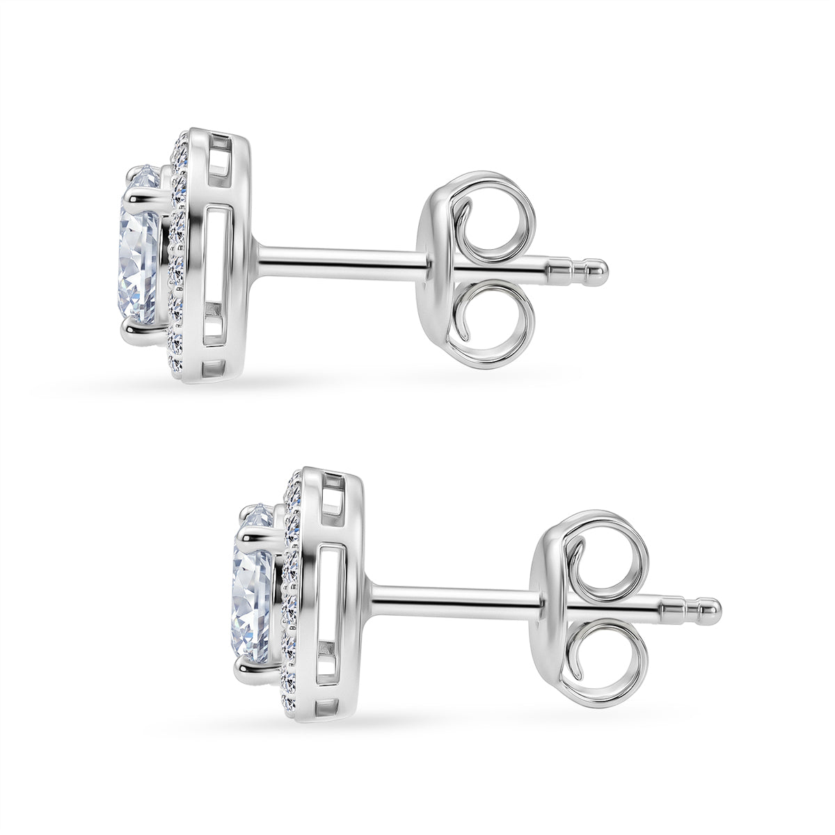 Luxuriant - Lab Grown Diamond (SI/G-H) Solitaire Stud Earring with Push Post in Rhodium Overlay Sterling Silver 2.00 Ct. 8590274 4