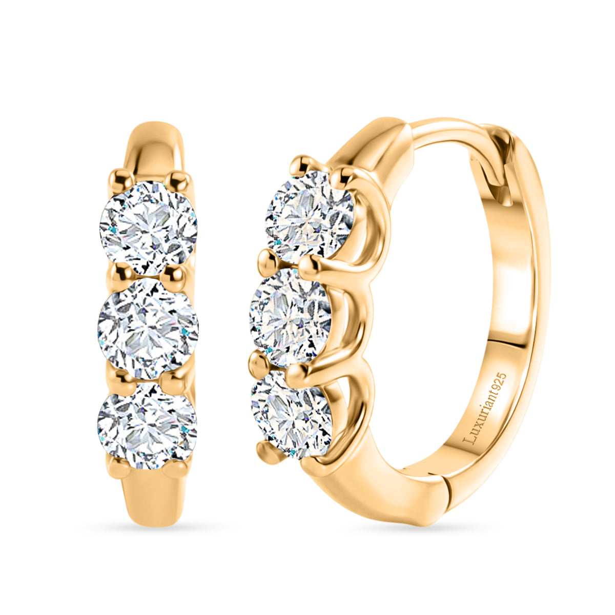 Luxuriant - Lab Grown Diamond (SI/G-H) Hoop Earring with Clasp in 18K Vermeil Yellow Gold Plated Sterling Silver 1.00 Ct. 8590276 0