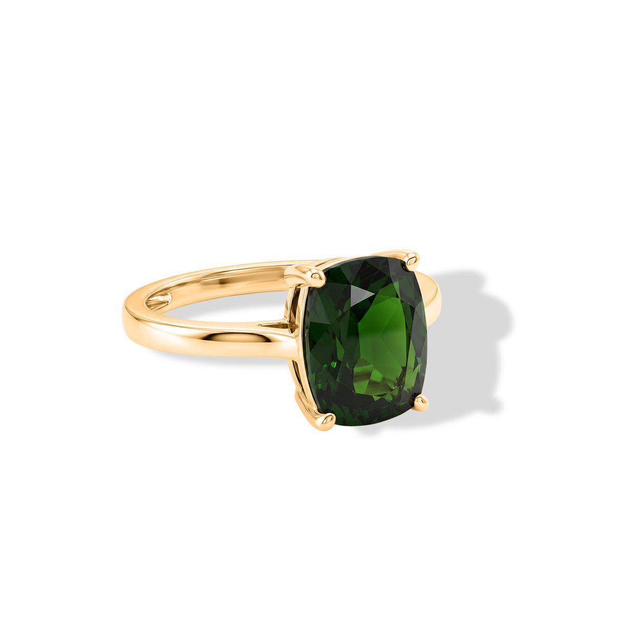 VERY RARE SIZE - 9K Yellow Gold Natural Chrome Diopside Solitaire Ring 3.00 Ct. V32522007 0