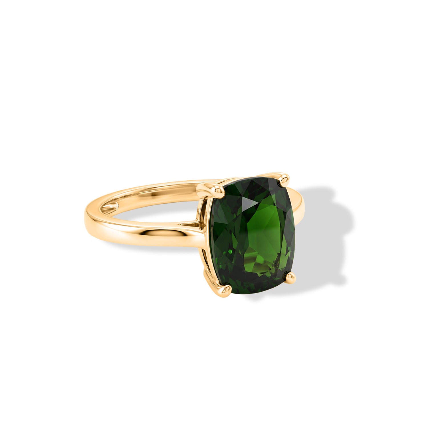 VERY RARE SIZE - 9K Yellow Gold Natural Chrome Diopside Solitaire Ring 3.00 Ct. V32522007 0