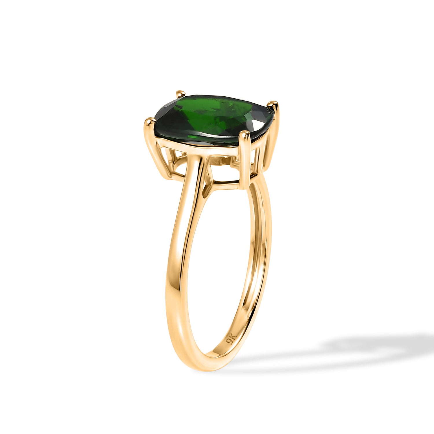 VERY RARE SIZE - 9K Yellow Gold Natural Chrome Diopside Solitaire Ring 3.00 Ct. V32522007 4