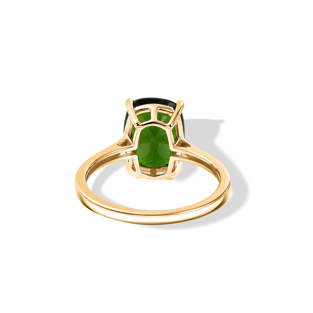 VERY RARE SIZE - 9K Yellow Gold Natural Chrome Diopside Solitaire Ring 3.00 Ct._8590373_4