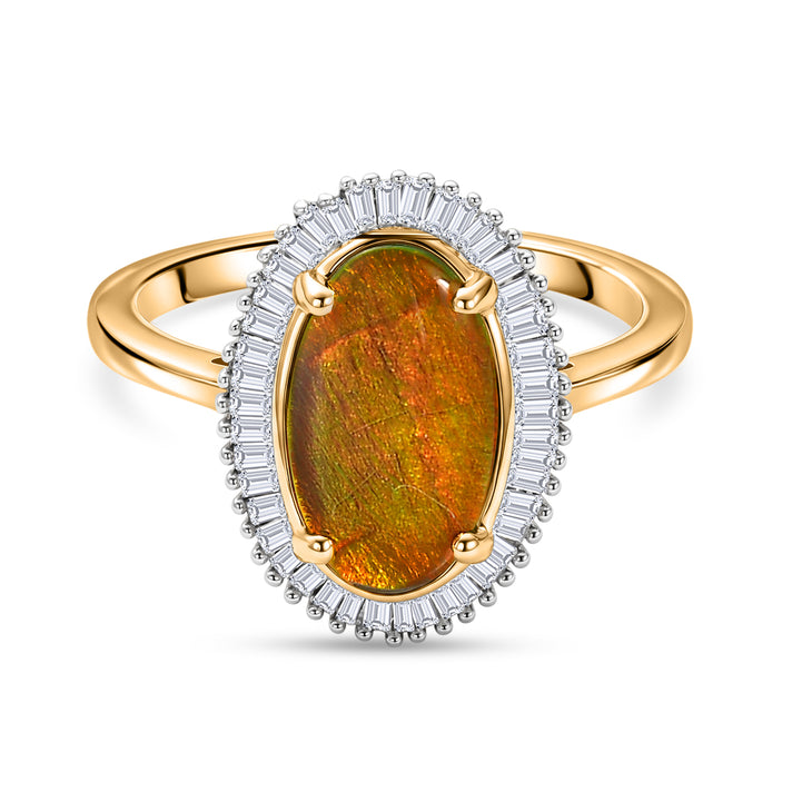 D'Joy - Ammolite &amp; Natural White Diamond Halo Ring in 18K Vermeil Yellow Gold Plated Sterling Silver 2.47 Ct. 8590577 1