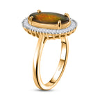 D'Joy - Ammolite & Natural White Diamond Halo Ring in 18K Vermeil Yellow Gold Plated Sterling Silver 2.47 Ct._8590588_3