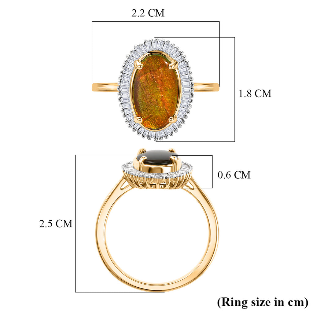 D'Joy - Ammolite & Natural White Diamond Halo Ring in 18K Vermeil Yellow Gold Plated Sterling Silver 2.47 Ct._8590588_5