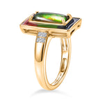 Luxuriant - Ammolite & Lab Grown Diamond (SI/G-H) Prismatic Ring in 18K Vermeil Yellow Gold Plated Sterling Silver 1.20 Ct._8590605_3