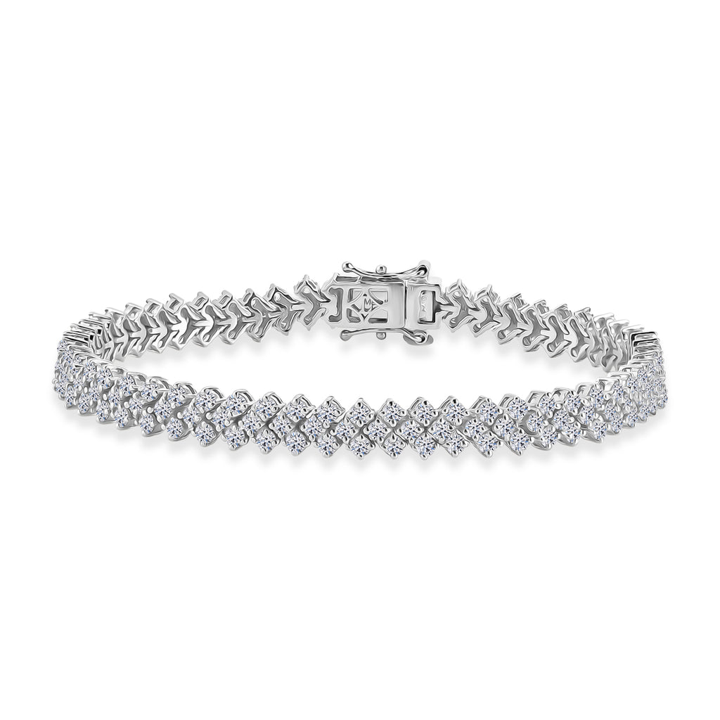 Luxuriant - Lab Grown Diamond (SI/G-H) Bracelet (Size - 7.5) with GB Lock Box in Rhodium Overlay Sterling Silver 7.12 Ct, Silver Wt. 16.00 Gms_8590670