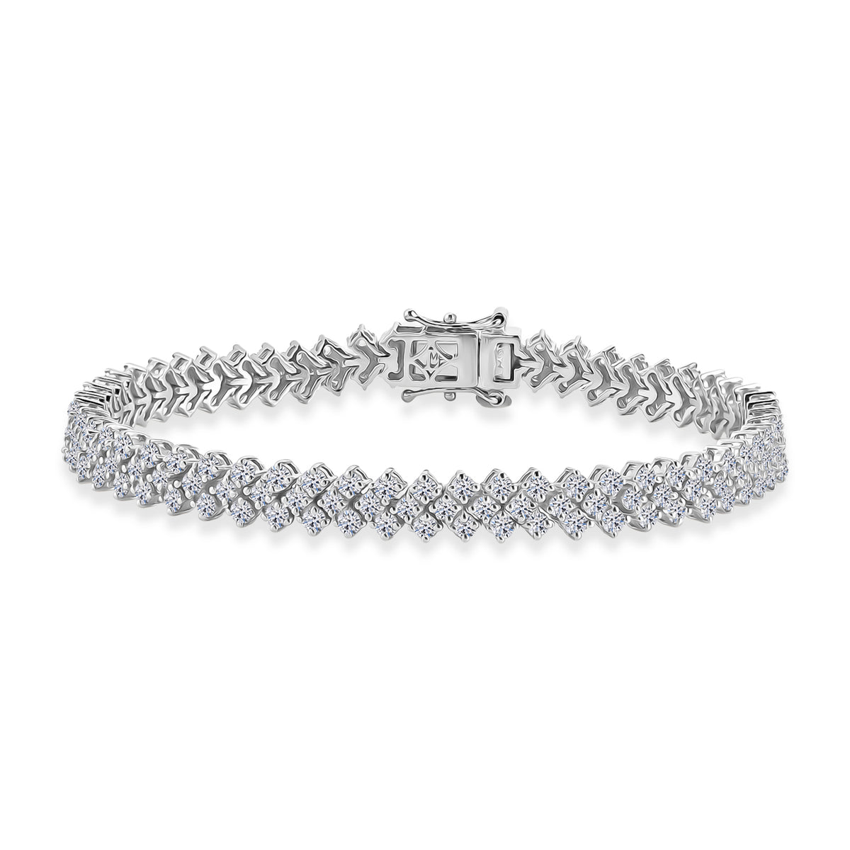 Red Carpet Collection- Luxuriant - Lab Grown Diamond (SI/G-H) Bracelet (Size - 7.5) with GB Lock Box in Rhodium Overlay Sterling Silver 7.10 Ct, Silver Wt. 15.40 Gms 8590670 0