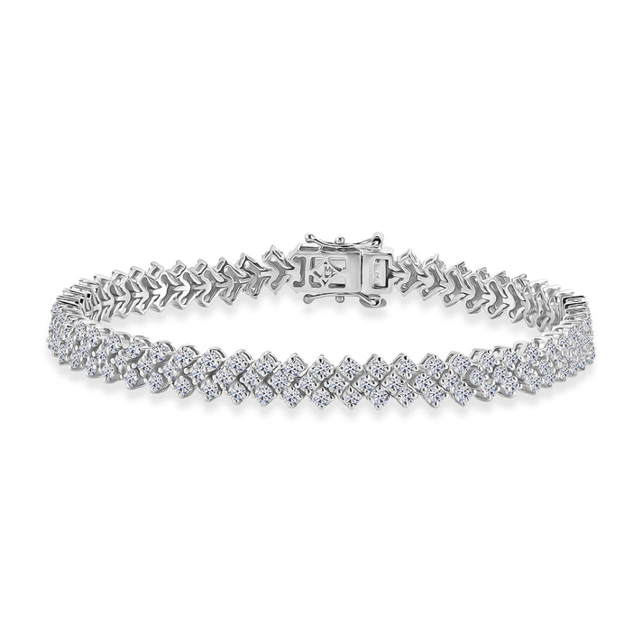 Red Carpet Collection- Luxuriant - Lab Grown Diamond (SI-G-H) Bracelet (Size - 7.5) with GB Lock Box in Rhodium Overlay Sterling Silver 7.10 Ct, Silver Wt. 15.40 Gms 8590670 1