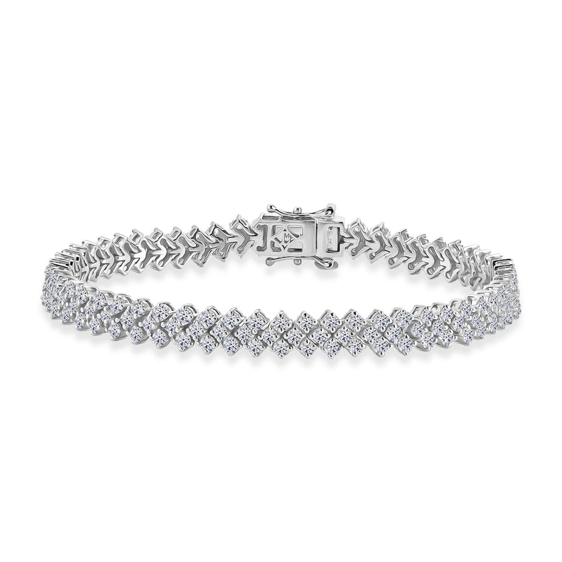 Luxuriant - Lab Grown Diamond (SI/G-H) Bracelet (Size - 7.5) with GB Lock Box in Rhodium Overlay Sterling Silver 7.12 Ct, Silver Wt. 16.00 Gms_8590670