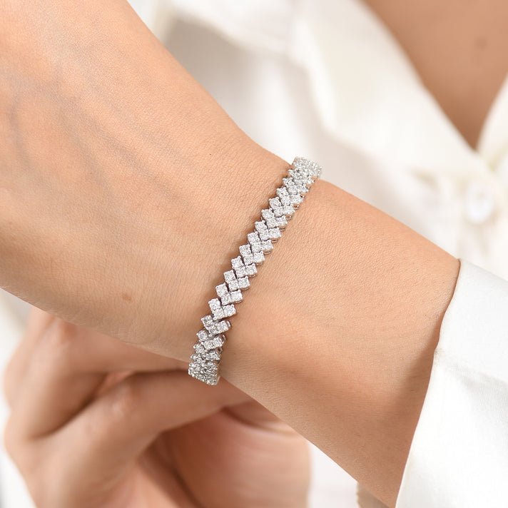 Red Carpet Collection- Luxuriant - Lab Grown Diamond (SI-G-H) Bracelet (Size - 7.5) with GB Lock Box in Rhodium Overlay Sterling Silver 7.10 Ct, Silver Wt. 15.40 Gms 8590670 2
