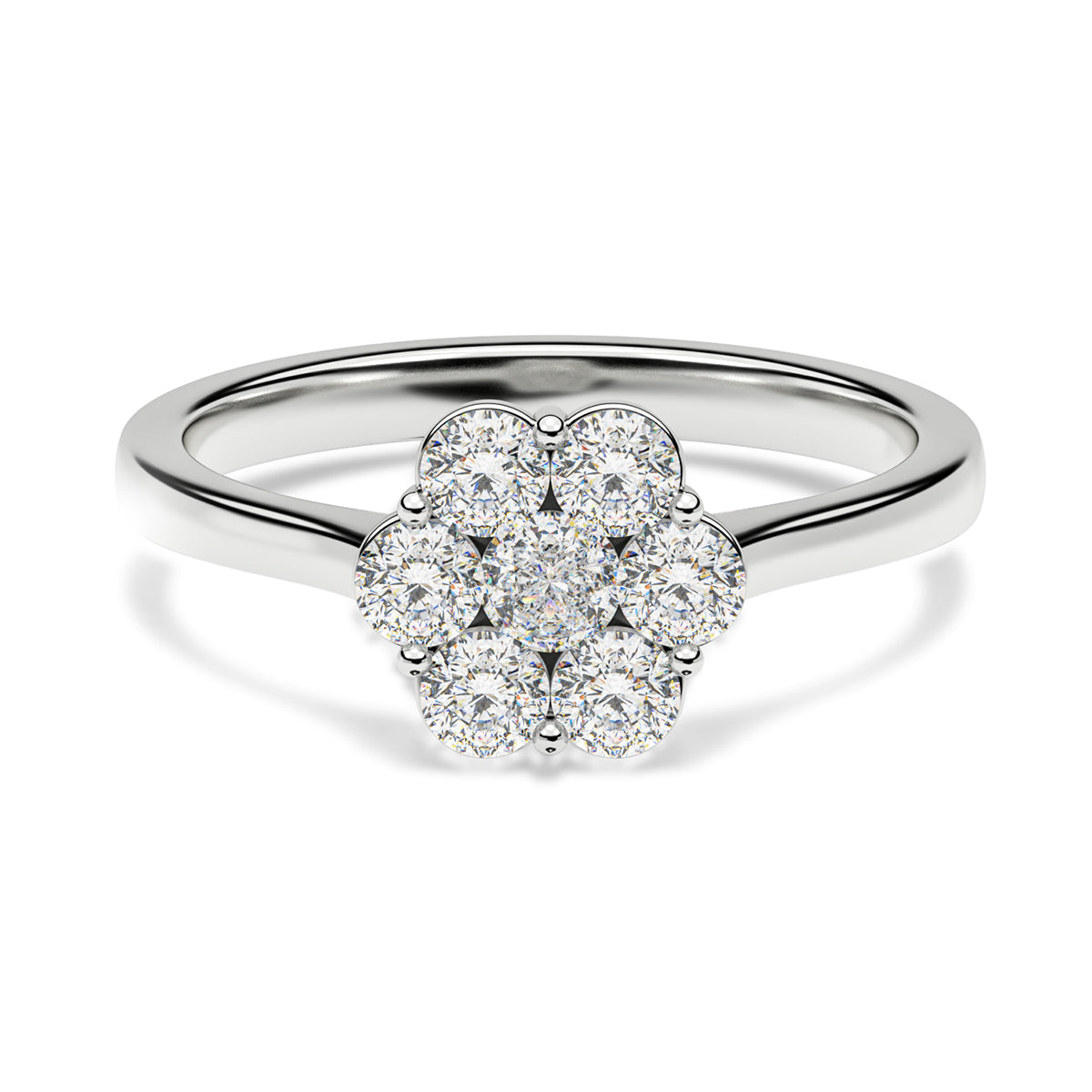 LUXURIANT 2 Ct. Lab Grown Diamond Floral Ring in Rhodium Overlay Sterling Silver SGL Certified (SI-G-H) 8590671 0
