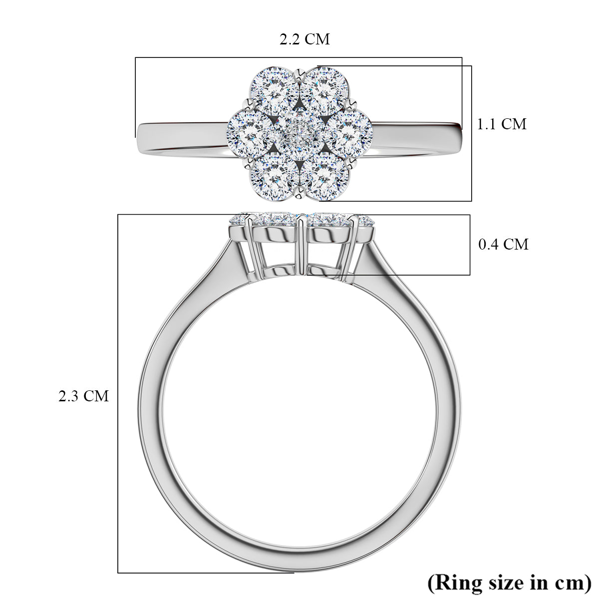 LUXURIANT 2 Ct. Lab Grown Diamond Floral Ring in Rhodium Overlay Sterling Silver SGL Certified (SI-G-H) 8590671 6