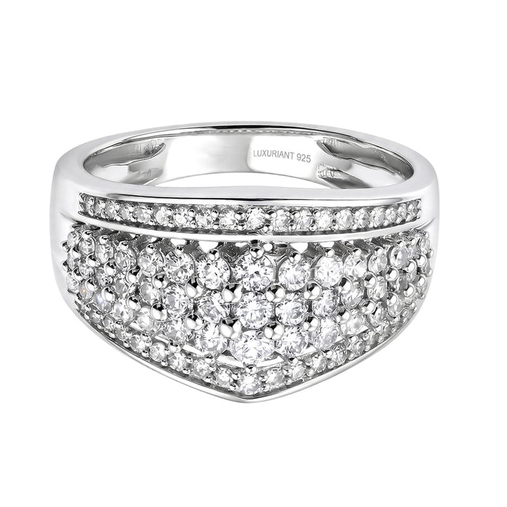 LUXURIANT 1 Ct. Lab Grown Diamond Wide Band Cluster Ring in Rhodium Overlay Sterling Silver  (SI-G-H) 8590750 1