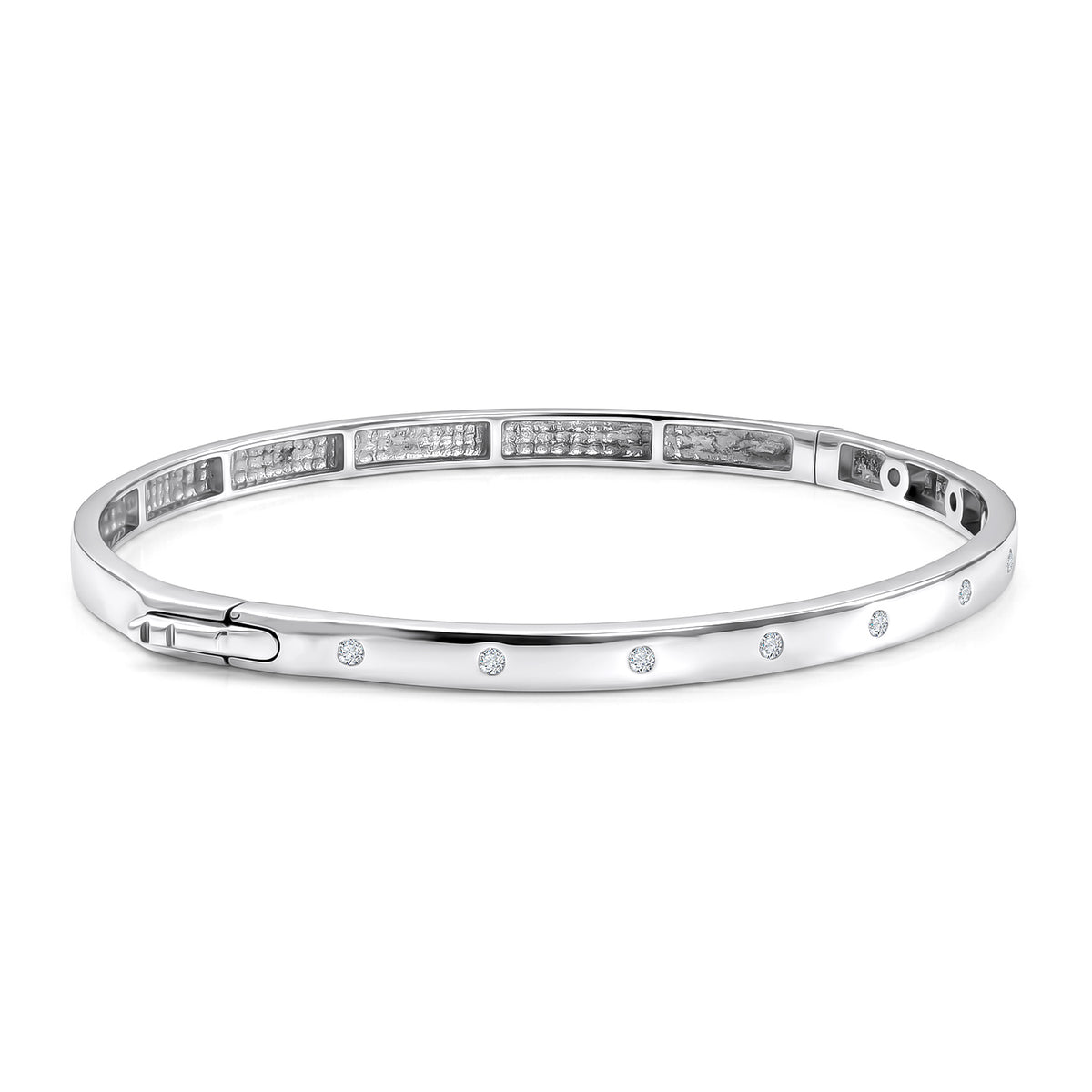 Luxuriant - Lab Grown Diamond (SI/G-H) Full Bangle (Size - 7.5) in Rhodium Overlay Sterling Silver, Silver Wt. 12.64 Gms 8590836 4