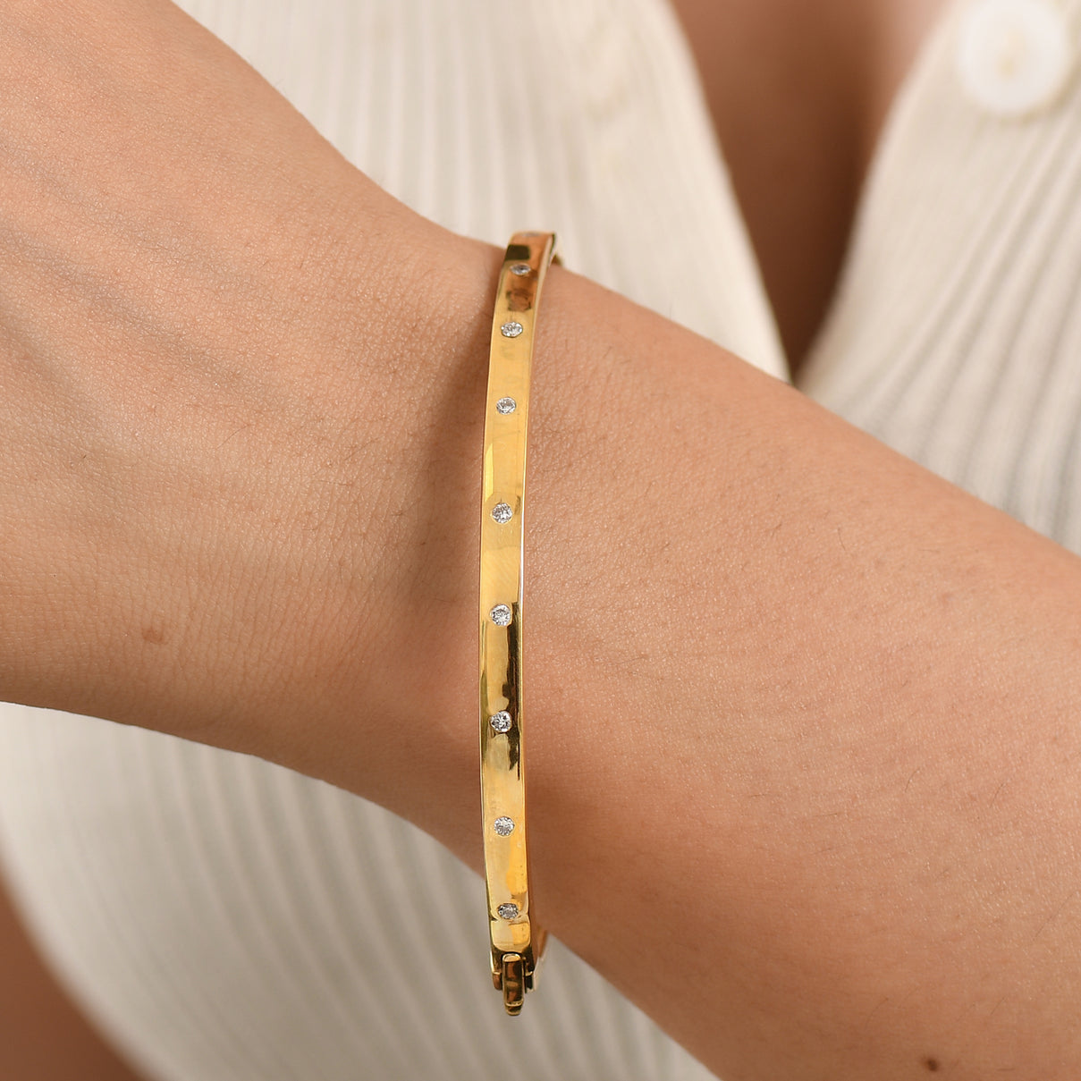 Luxuriant - Lab Grown Diamond (SI-G-H) Full Bangle (Size - 7.5) in 18K Vermeil Yellow Gold Plated Sterling Silver 8590837 1