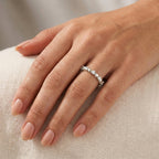 Royal Bali Collection - D'Joy Moissanite Heart Design Band Ring in Rhodium Overlay Sterling Silver_8590851_1