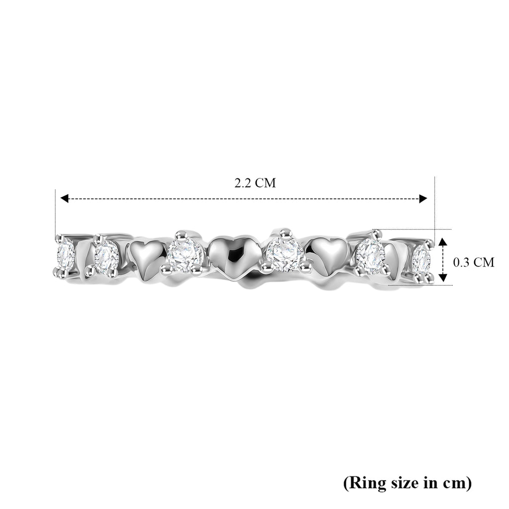 Royal Bali Collection - D'Joy Moissanite Heart Design Band Ring in Rhodium Overlay Sterling Silver_8590851_5