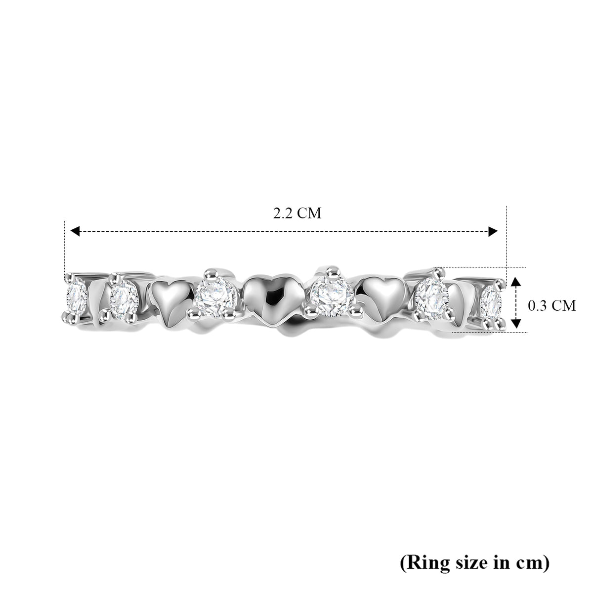 D'Joy Moissanite Heart Design Band Ring in Rhodium Overlay Sterling Silver V32516640 6