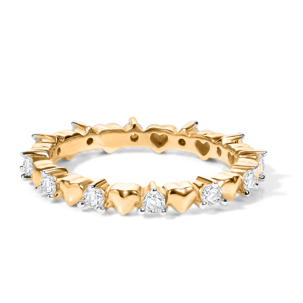 D'Joy Moissanite Heart Design Band Ring in 18K Vermeil Yellow Gold Plated Sterling Silver V32604016 5