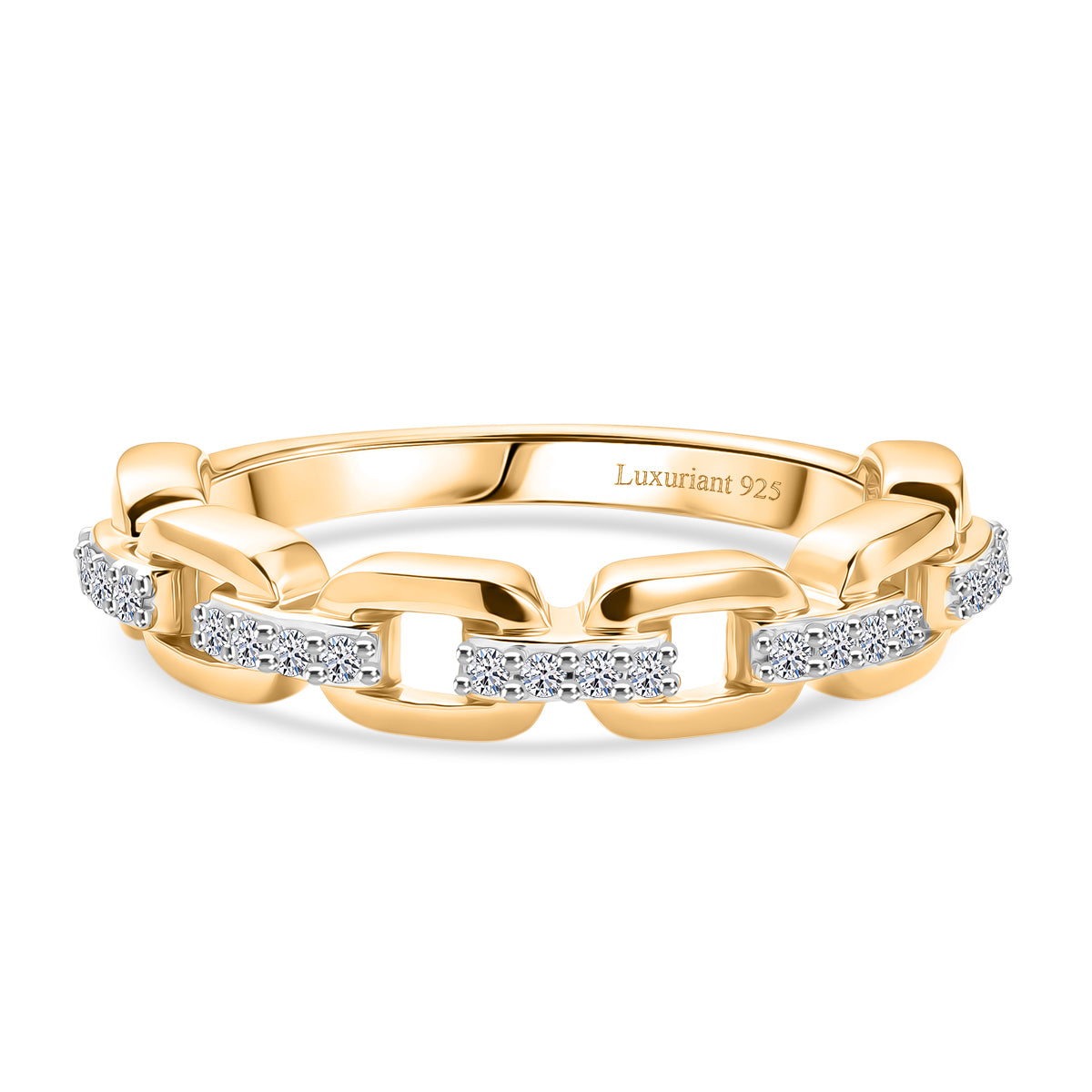 Luxuriant - Lab Grown Diamond (SI/G-H) Interlink Ring in 18K Vermeil Yellow Gold Plated Sterling Silver V32605478 0
