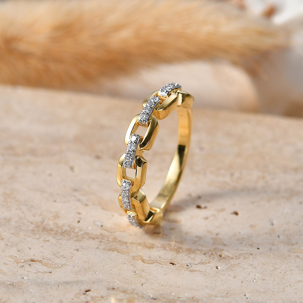 Luxuriant - Lab Grown Diamond (SI/G-H) Interlink Ring in 18K Vermeil Yellow Gold Plated Sterling Silver_8590931_2