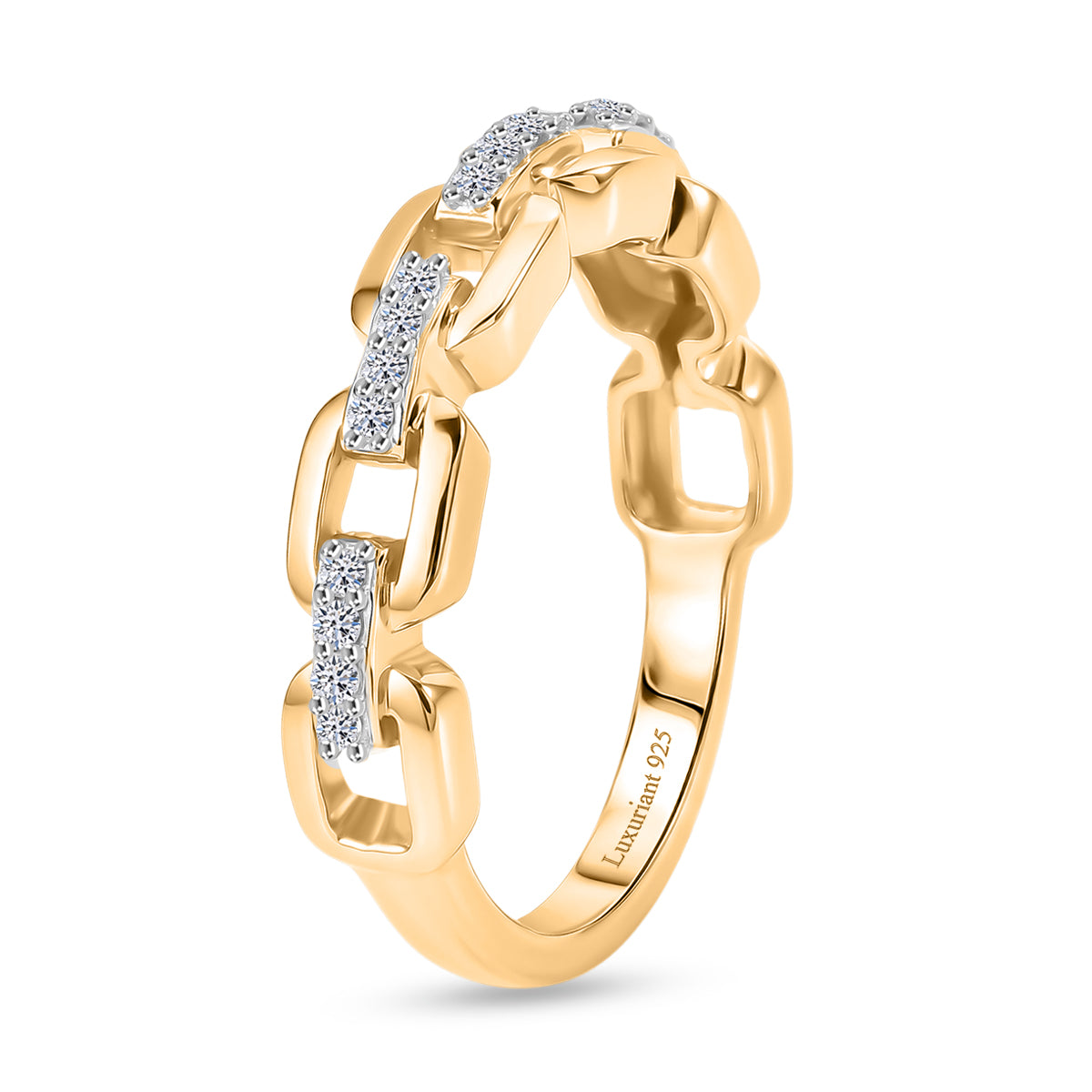 Luxuriant - Lab Grown Diamond (SI/G-H) Interlink Ring in 18K Vermeil Yellow Gold Plated Sterling Silver V32605478 4