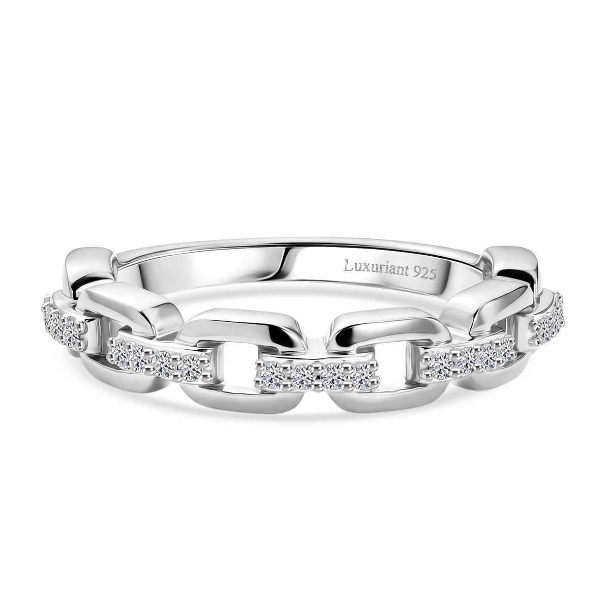 Luxuriant - Lab Grown Diamond (SI-G-H) Ring in Rhodium Overlay Sterling Silver 8590941 0