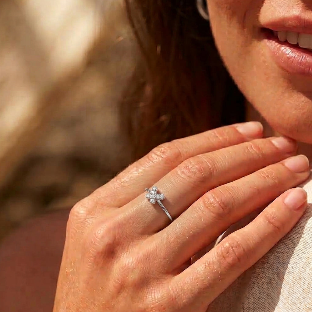 D'Joy - Moissanite Ring in Rhodium Overlay Sterling Silver_8590953_1