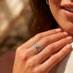 D'Joy - Moissanite Ring in Rhodium Overlay Sterling Silver_8590953_1