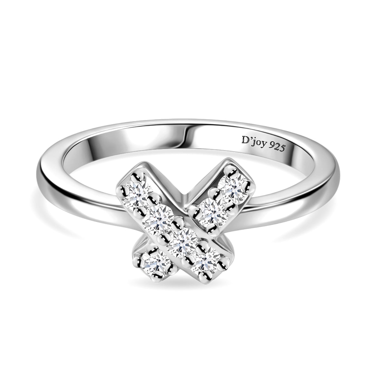 D'Joy Moissanite Ring in Rhodium Overlay Sterling Silver V32513812 0