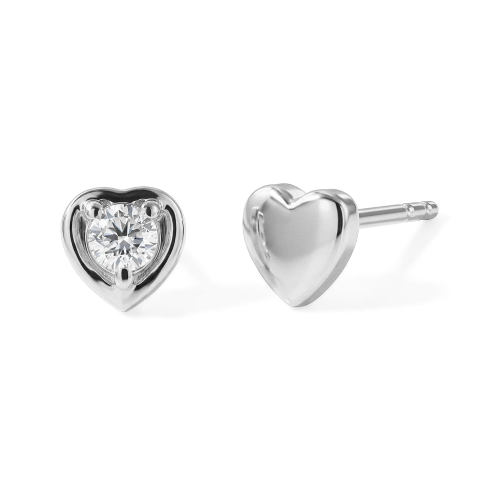 Royal Bali Collection - D'Joy Moissanite Heart Stud Earring with Push Back in Rhodium Overlay Sterling Silver_8591057