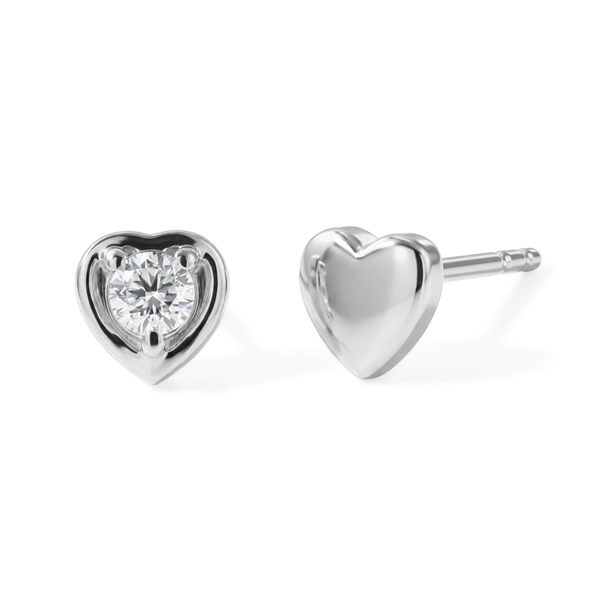 D'Joy - Moissanite Heart Stud Earring with Push Back in Rhodium Overlay Sterling Silver V32563106 0