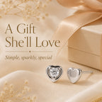 Royal Bali Collection - D'Joy Moissanite Heart Stud Earring with Push Back in Rhodium Overlay Sterling Silver_8591057_2