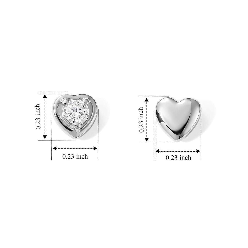 Royal Bali Collection - D'Joy Moissanite Heart Stud Earring with Push Back in Rhodium Overlay Sterling Silver_8591057_4