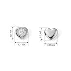 Royal Bali Collection - D'Joy Moissanite Heart Stud Earring with Push Back in Rhodium Overlay Sterling Silver_8591057_4