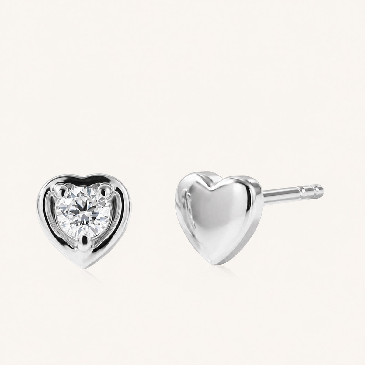 D'Joy - Moissanite Heart Stud Earring with Push Back in Rhodium Overlay Sterling Silver V32563106 7