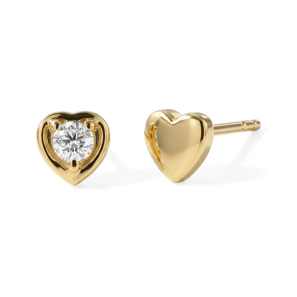 Royal Bali Collection - D'Joy Moissanite Heart Stud Earring with Push Back in 18K Vermeil Yellow Gold Plated Sterling Silver_8591058