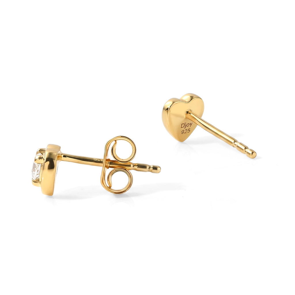 Royal Bali Collection - D'Joy Moissanite Heart Stud Earring with Push Back in 18K Vermeil Yellow Gold Plated Sterling Silver_8591058_3