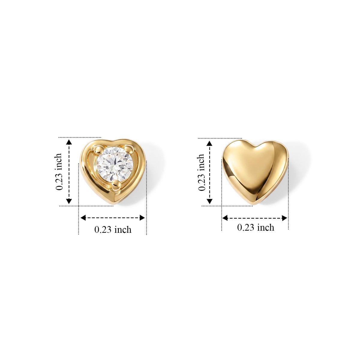 D'Joy - Moissanite Heart Stud Earring with Push Back in 18K Vermeil Yellow Gold Plated Sterling Silver V32568267 5