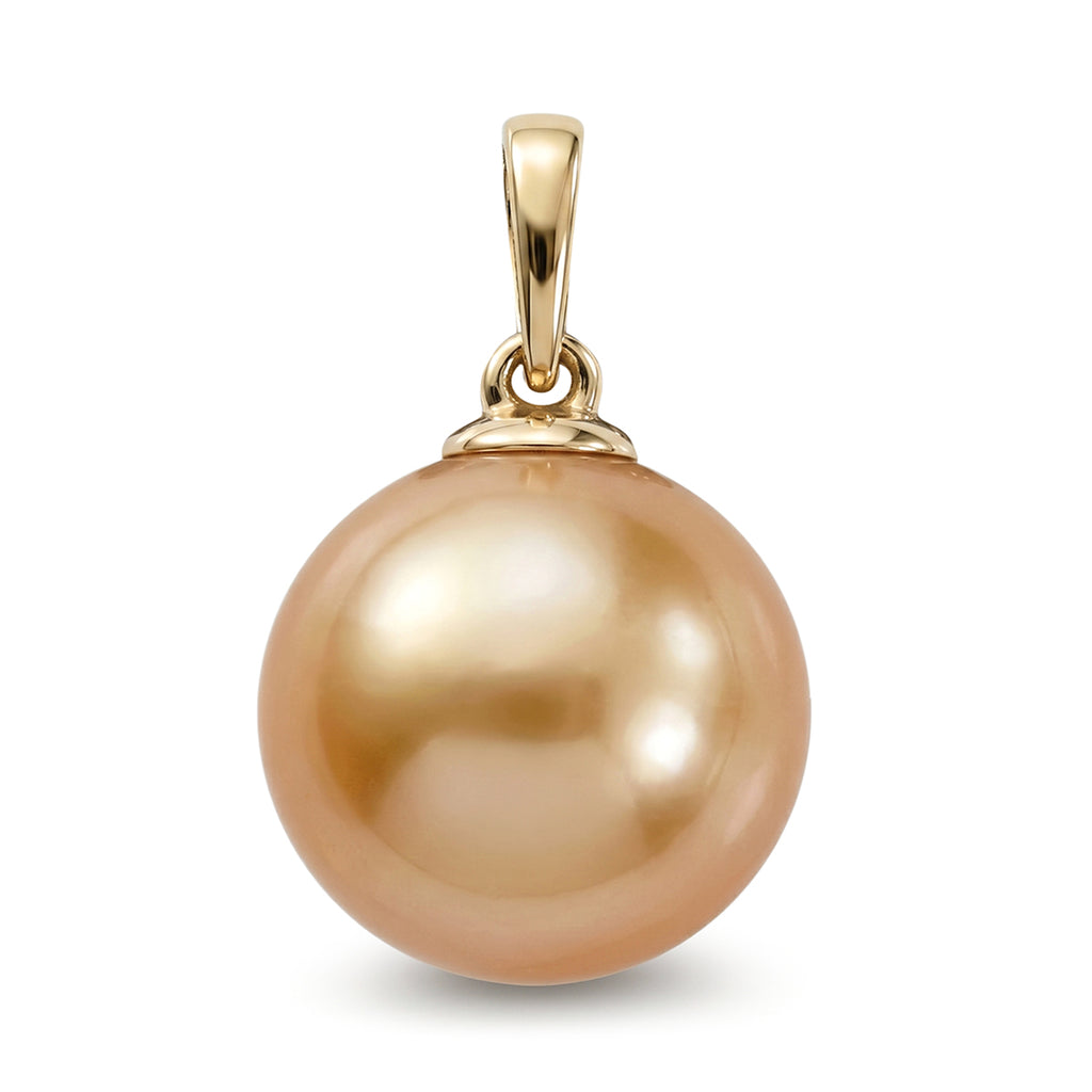 Royal Bali Collection - 9K Yellow Gold AAAA Golden South Sea Pearl (10-12mm) Pendant_8591115